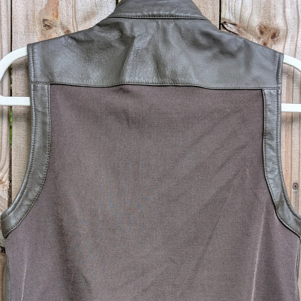 Nygard Collection Brown Leather Steampunk Style Vest Hook Closure Button Detail - Picture 11 of 14
